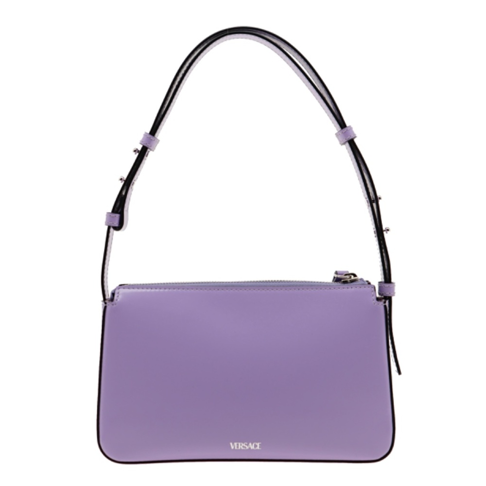 Versace Medusa Shoulder Bag Brushed Purple Leather New - Picture 3 of 8